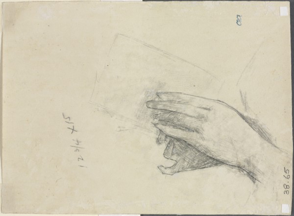 Hands Holding a Book (verso), 1889. Creator: Childe Hassam (American, 1859-1935).