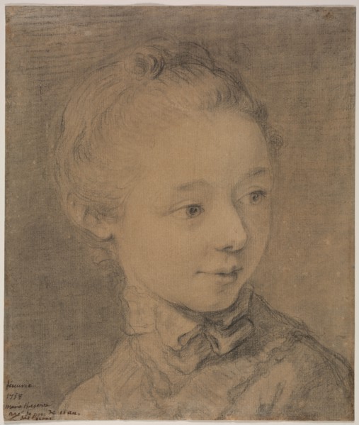 Head of a Young Girl Turning toward the Right, 1758?. Creator: François Hubert Drouais (French, 1727-1775), attributed to.