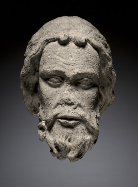 Head of an Apostle from the South Portal of the Cathedral of Thérouanne, c. 1235-1240. Creator: Unknown.