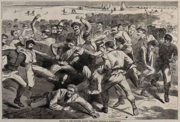 Holiday in Camp - Soldiers Playing "Foot-Ball", 1865. Creator: Winslow Homer (American, 1836-1910).