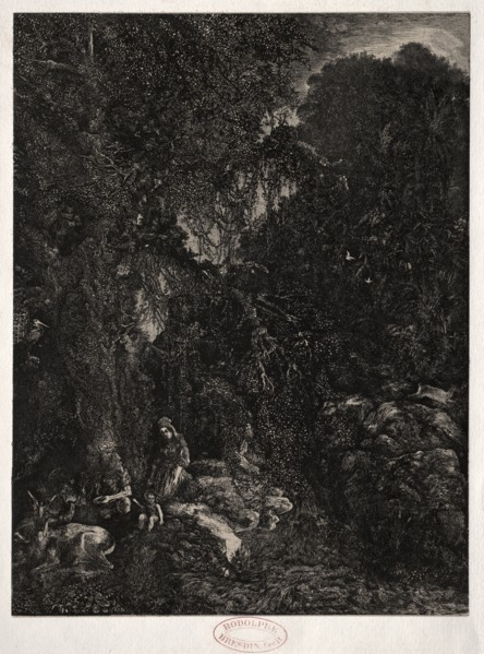 Holy Family with Deer, 1871. Creator: Rodolphe Bresdin (French, 1822-1885).