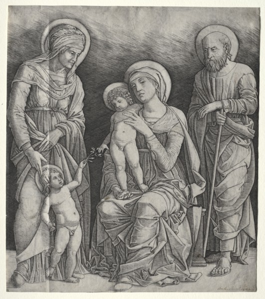 Holy Family with St. Elizabeth and the Infant St. John the Baptist, c. 1500. Creator: Giovanni Antonio da Brescia (Italian).