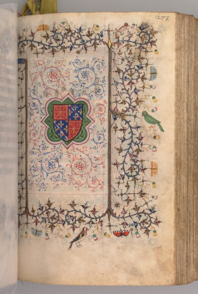Hours of Charles the Noble, King of Navarre (1361-1425): fol. 137r, Coat of Arms..., c. 1405. Creator: Master of the Brussels Initials and Associates (French).