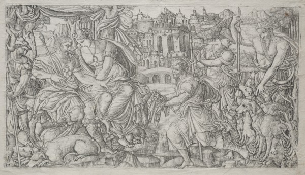 Huntsman Presenting a Gift to a King. Creator: Jean Duvet (French, 1485-1561).