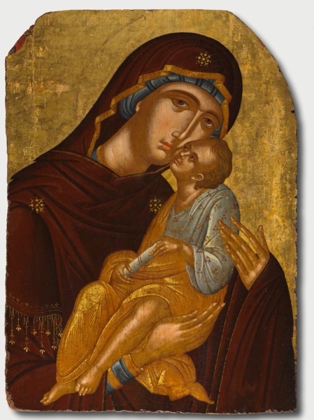 Icon of the Mother of God and Infant Christ (Virgin Eleousa), c. 1425-50. Creator: Angelos Akotantos (Greek, c. 1450), attributed to.