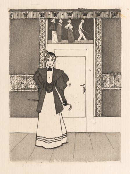 Interior with Young Woman in Walking Costume, 1895. Creator: Eugen Kirchner (German, 1865-1938).