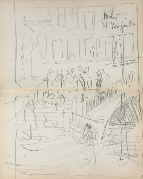 Italian Sketchbook: Bridge St. Margarita (page 67 & 68), 1898-1899. Creator: Maurice Prendergast (American, 1858-1924).