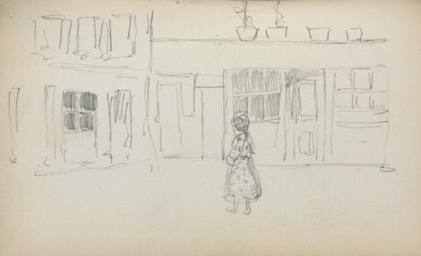 Italian Sketchbook: Street Scene with a Girl ( page 159), 1898-1899. Creator: Maurice Prendergast (American, 1858-1924).