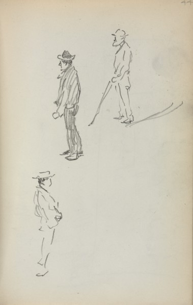 Italian Sketchbook: Three Standing Men (page 44), 1898-1899. Creator: Maurice Prendergast (American, 1858-1924).