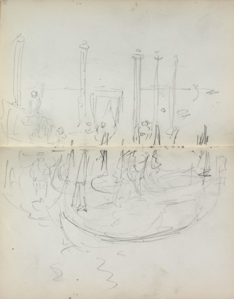 Italian Sketchbook: Venetian Harbor View (page 37 & 38), 1898-1899. Creator: Maurice Prendergast (American, 1858-1924).