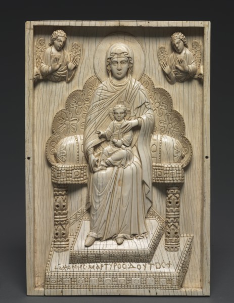 Ivory Plaque with Enthroned Mother of God ("The Stroganoff Ivory"), 950-1025. Creator: Unknown.