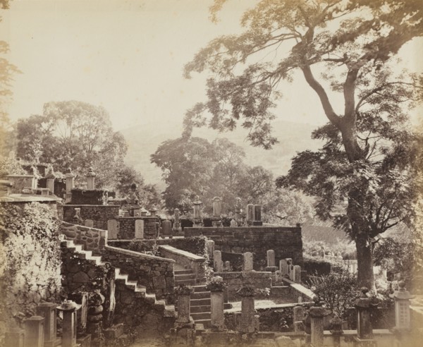 Japanese Temple Graveyard, Shuntoji, Nagasaki, c. 1867. Creator: Felice A. Beato (British, 1830-1906).