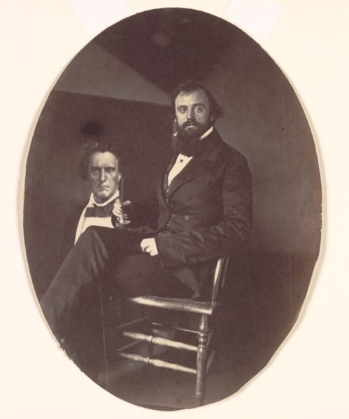 John R. Johnston with Painting, late 1850s. Creator: John R. Johnston (American, 1820-1872).