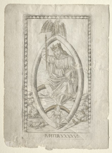Jupiter (from the Tarocchi, series A: Firmaments of the Universe, #46), before 1467. Creator: Master of the E-Series Tarocchi (Italian, 15th century).