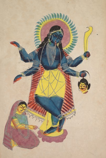 Krishna as Kali Worshipped by Radha, 1800s. Creator: Unknown.