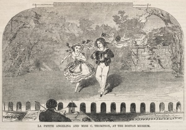 La Petite Angelina and Miss C. Thompson, at the Boston Museum, 1859. Creator: Winslow Homer (American, 1836-1910).
