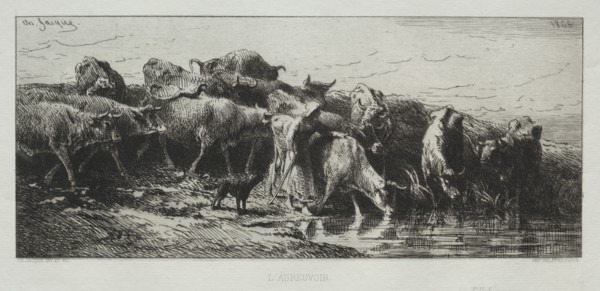LAbreuvoir, 1866. Creator: Charles-Émile Jacque (French, 1813-1894).