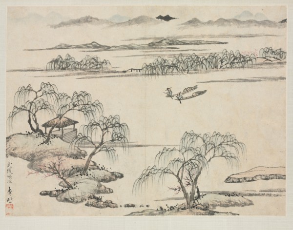 Landscape Album in Various Styles: The Stream of Wuling, 1684. Creator: Zha Shibiao (Chinese, 1615-1698).