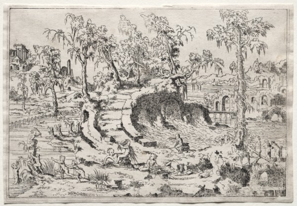 Landscape with Putti, c. 1550. Creator: Léon Davent (French).