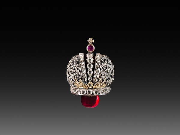 Lapis Lazuli Easter Egg (miniature crown surprise), late 1800s - early 1900s. Creator: Peter Carl Fabergé (Russian, 1846-1920), firm of.