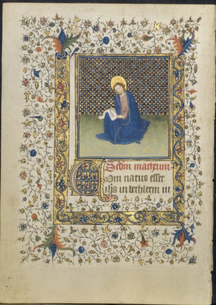 Leaf from a Book of Hours: St. Matthew, c. 1415-20. Creator: Limbourg Brothers (Netherlandish), follower of.