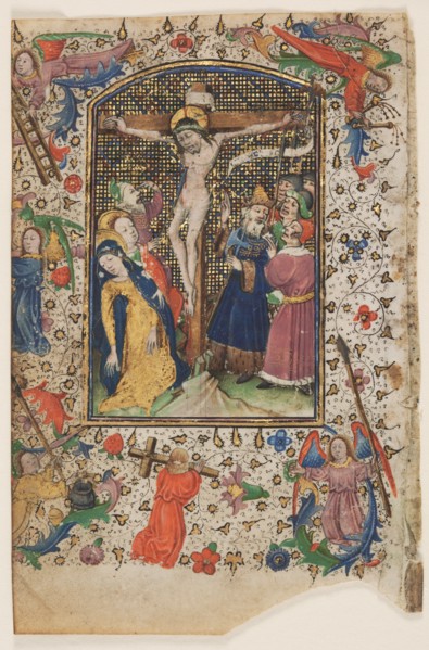 Leaf from a Book of Hours: The Crucifixion, 1430s. Creator: Master of Guillebert de Mets (Flemish); Workshop, and.