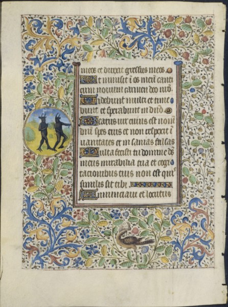 Leaf from a Book of Hours: Two Devils (verso), c. 1460. Creator: Coëtivy Master (French), circle of.