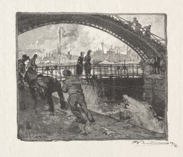 LEcluse du Canal St. Martin, 1890. Creator: Auguste Louis Lepère (French, 1849-1918).