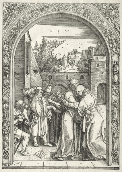 Life of the Virgin: Joachim and Anna Embracing under the Golden Gate, 1504-1505. Creator: Albrecht Dürer (German, 1471-1528).