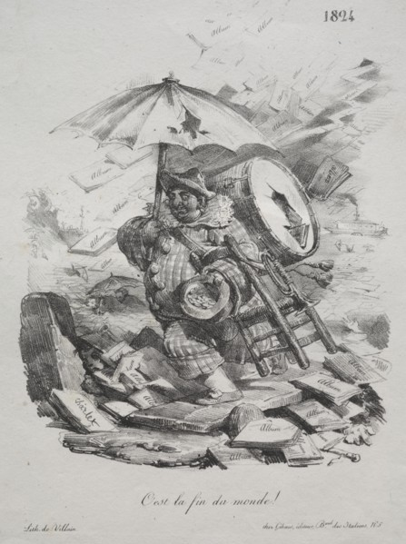 Lithographic Sketches: It is the End of the World! (frontispiece), 1824. Creator: Nicolas Toussaint Charlet (French, 1792-1845); Gihaut.