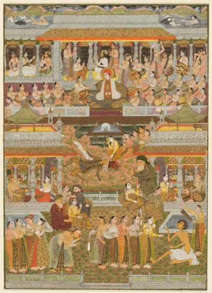 Lovers and beloveds: A composite of scenes from Persian, Urdu, and Sanskrit literature, c. 1735. Creator: Chitarman II (Indian, c. 1680-?. 1750).