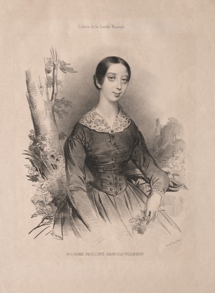 Madam Pauline Garcia-Viardot, 1840. Creator: Achille Devéria (French, 1800-1857); Galerie de la Gazette Musicale of October 25, 1940 to illustrate an article by H. Blanchard on Pauline and Eugénie Gar...