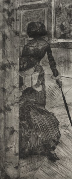Mary Cassatt at the Louvre: The Paintings Gallery, 1879-1880. Creator: Edgar Degas (French, 1834-1917).