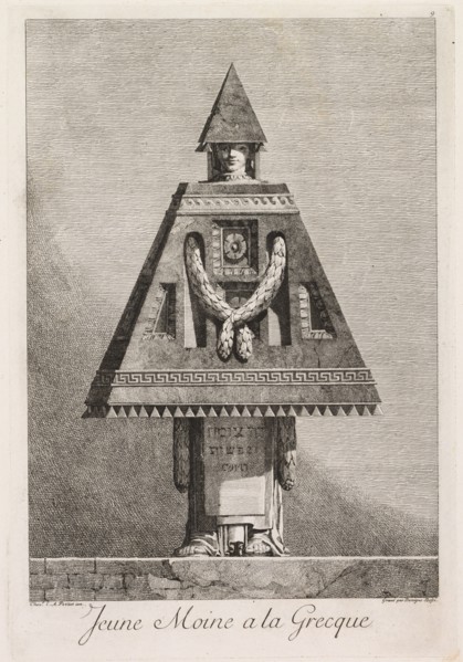 Mascarade à la Grecque: Jeune moine à la Grecque (Plate 9) , 1771. Creator: Benigno Bossi (Italian, 1727-1792).