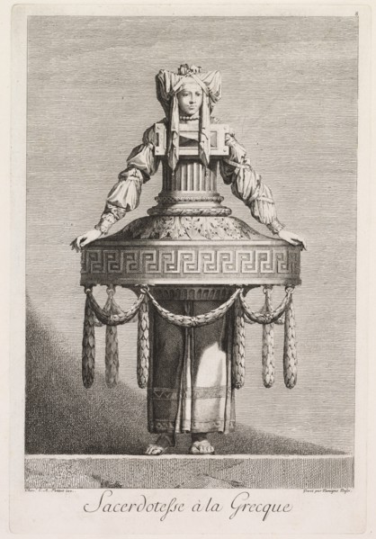 Mascarade à la Grecque: Sacerdotesse à la Grecque (Plate 8), 1771. Creator: Benigno Bossi (Italian, 1727-1792).