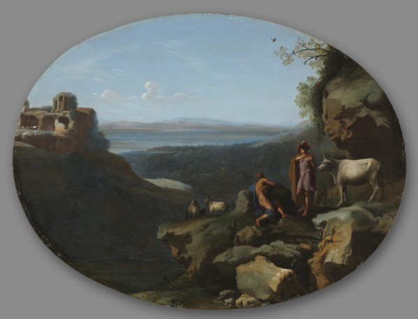 Mercury and Argus in a Landscape, c. 1635. Creator: Dirck van der Lisse (Dutch, 1669).