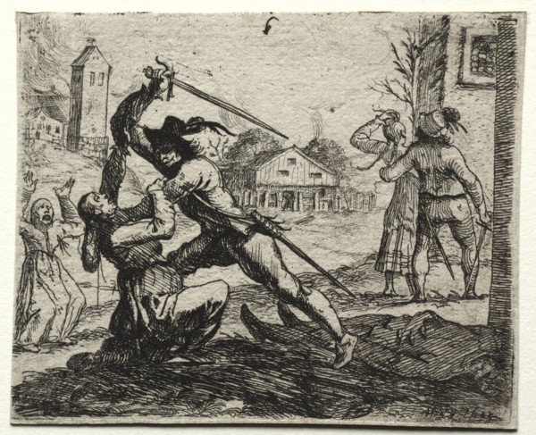 Military Subjects: Two Soldiers Pursuing Women in a Village. Creator: Hans Ulrich Franckh (German, 1603-1680).