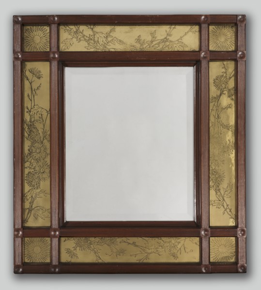 Mirror with Ornamented Frame, 1886. Creator: M. Louise McLaughlin (American, 1847-1939).