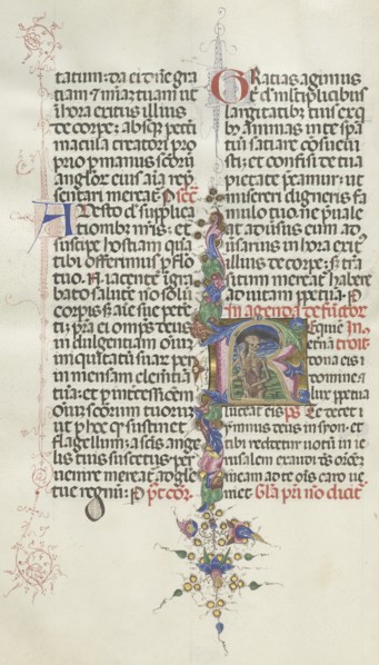 Missale: Fol. 387v: Death represented as a Skeleton with a Sickle, 1469. Creator: Bartolommeo Caporali (Italian, c. 1420-1503).