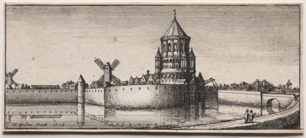 Moated Town Gate, 1676. Creator: Wenceslaus Hollar (Bohemian, 1607-1677).
