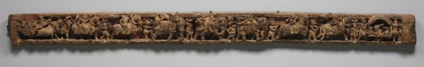 Narrative Frieze: Dignitaries in Palanquin and Bullock Cart - Architrave from a Jain?,1500s-1600s. Creator: Unknown.