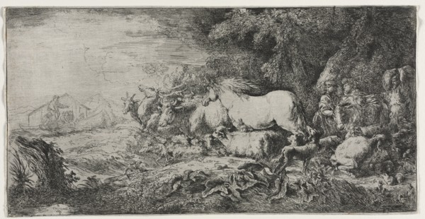 Noah and the Animals Entering the Ark, 1650-1655. Creator: Giovanni Benedetto Castiglione (Italian, 1609-1664).