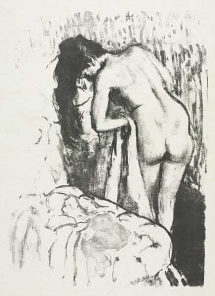 Nude Woman Standing, Drying Herself, 1891-1892. Creator: Edgar Degas (French, 1834-1917).