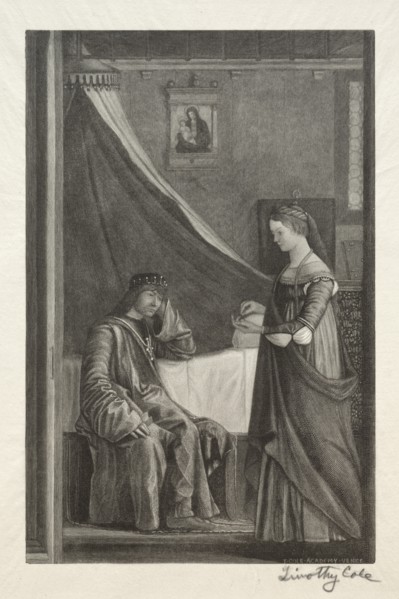 Old Italian Masters: St. Ursula with her Father, 1888-1892. Creator: Timothy Cole (American, 1852-1931).