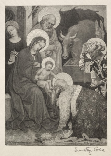 Old Italian Masters: The Adoration of the Magi, 1887. Creator: Timothy Cole (American, 1852-1931).