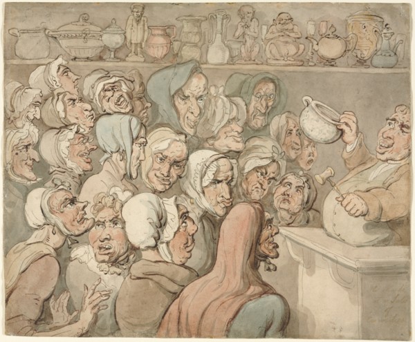 Old Maids at a Sale of Curiosities. Creator: Thomas Rowlandson (British, 1756-1827).