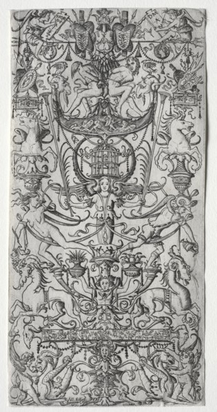 Ornament Panel with a Bird Cage, c. 1500-1512. Creator: Nicoletto da Modena (Italian).