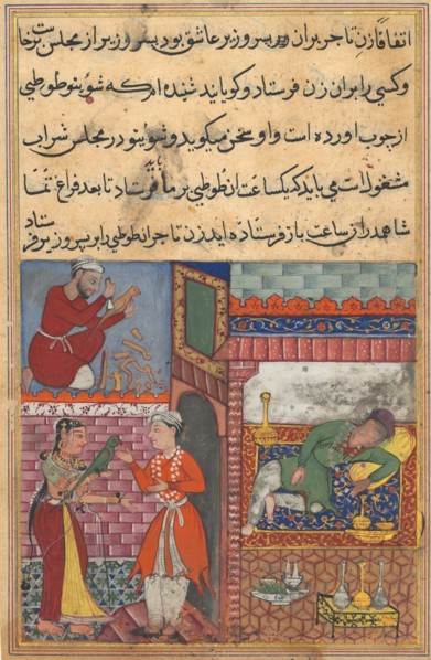 Page from Tales of a Parrot (Tuti-nama): Tenth night: The vizier?s son receives the magic..., c. 156 Creator: Unknown.
