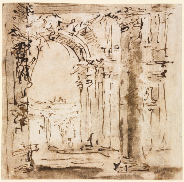 Pair of Drawings: Sketch of the Labyrinth of the Villa Pisani and Piazza San Marco..., 1773-1778(?). Creator: Francesco Guardi (Italian, 1712-1793).