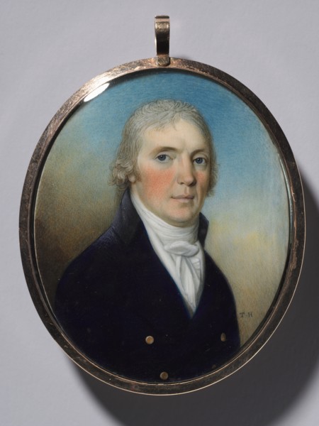 Pair of Miniatures: Portrait of a Man and Portrait of a Woman Wearing a Miniature, c. 1780. Creator: Thomas Hazlehurst (British, c. 1740-c. 1821).